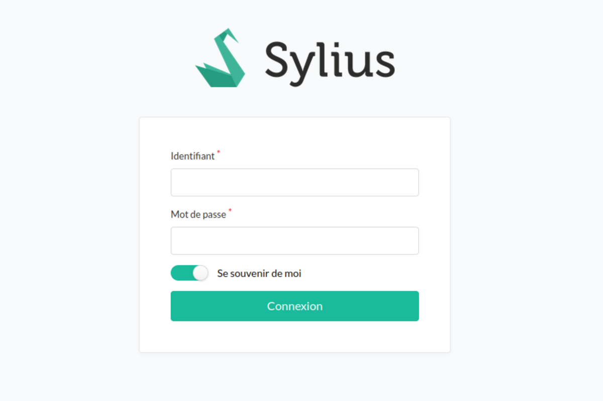 Connexion au back-office de Sylius