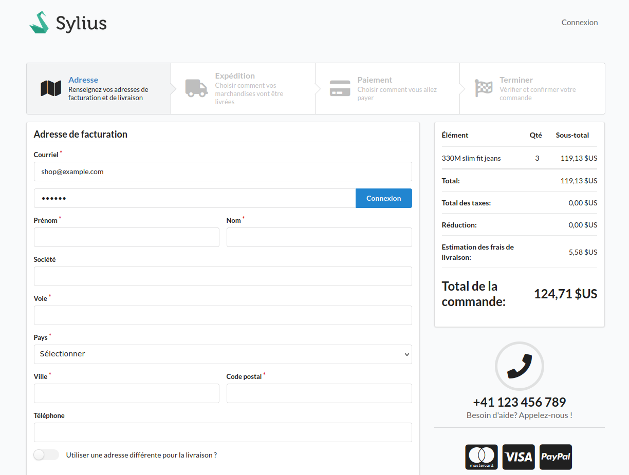 connexion compte sylius